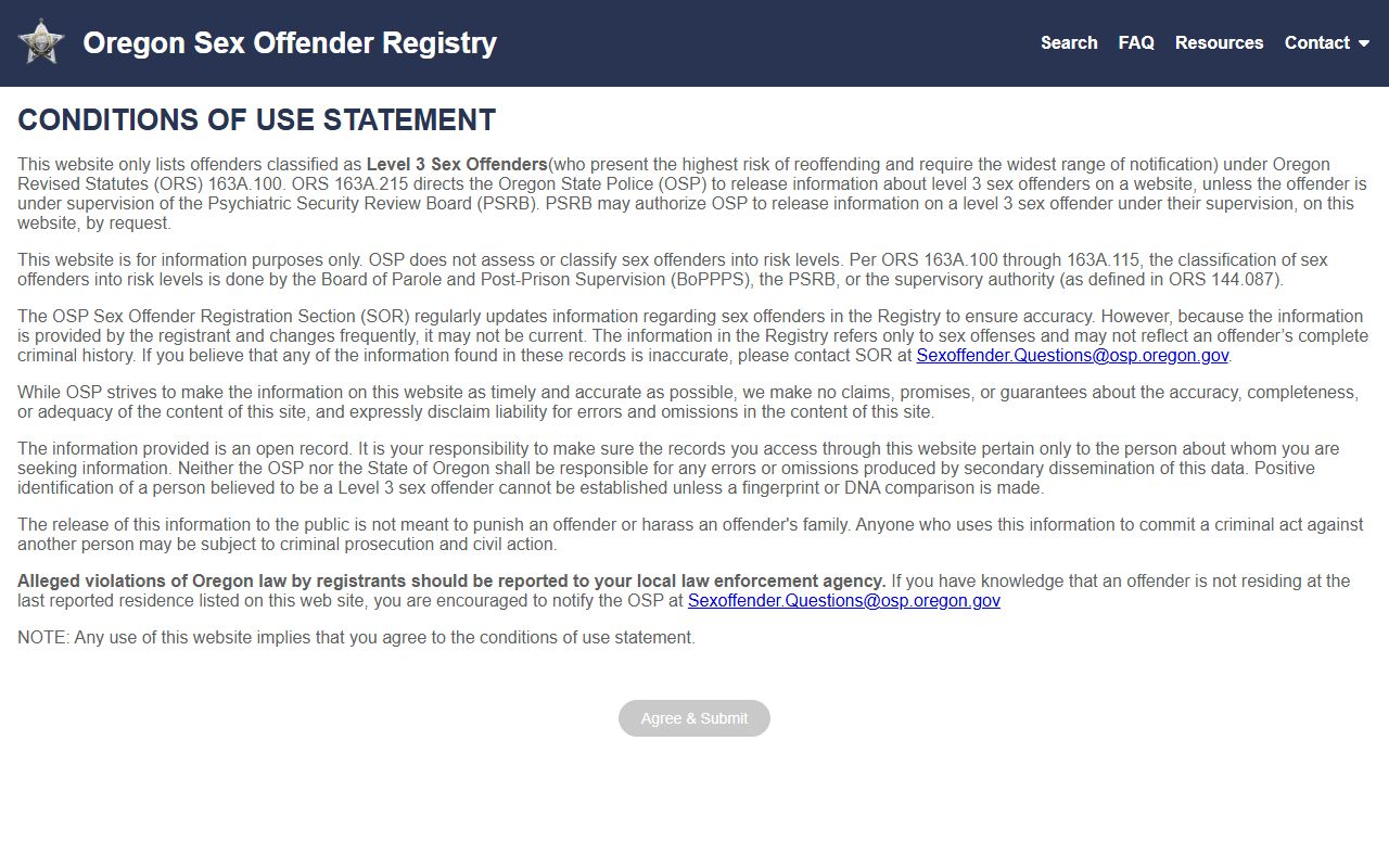 Crook County arrest records Oregon sex offender registry