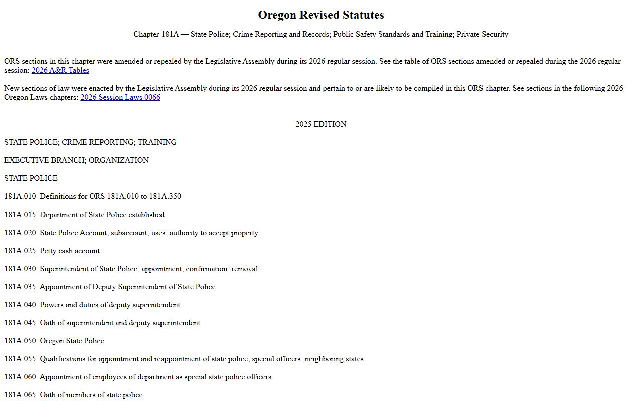 Crook County criminal court records Oregon criminal justice information statutes