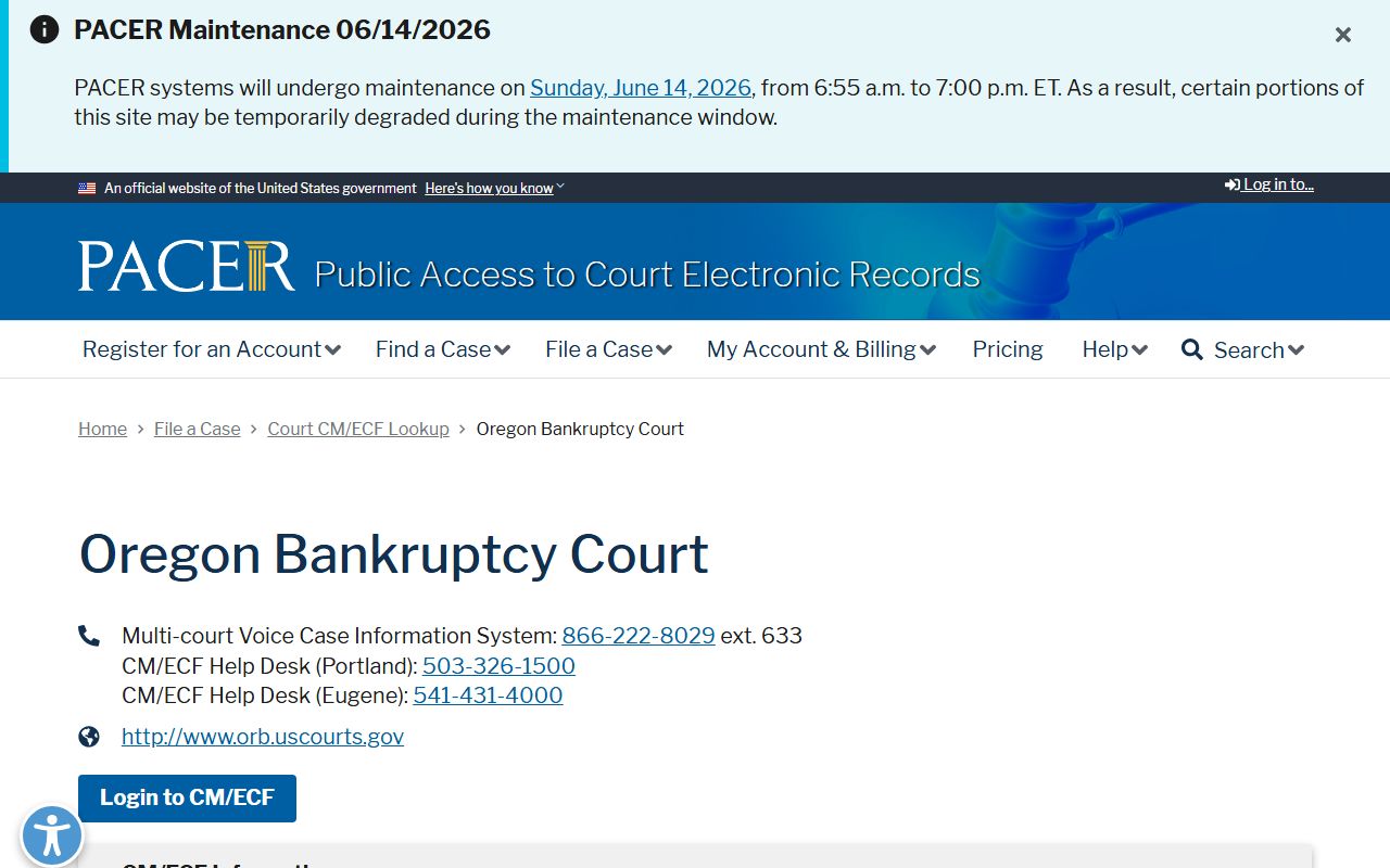 Crook County Circuit Court records PACER Oregon bankruptcy lookup