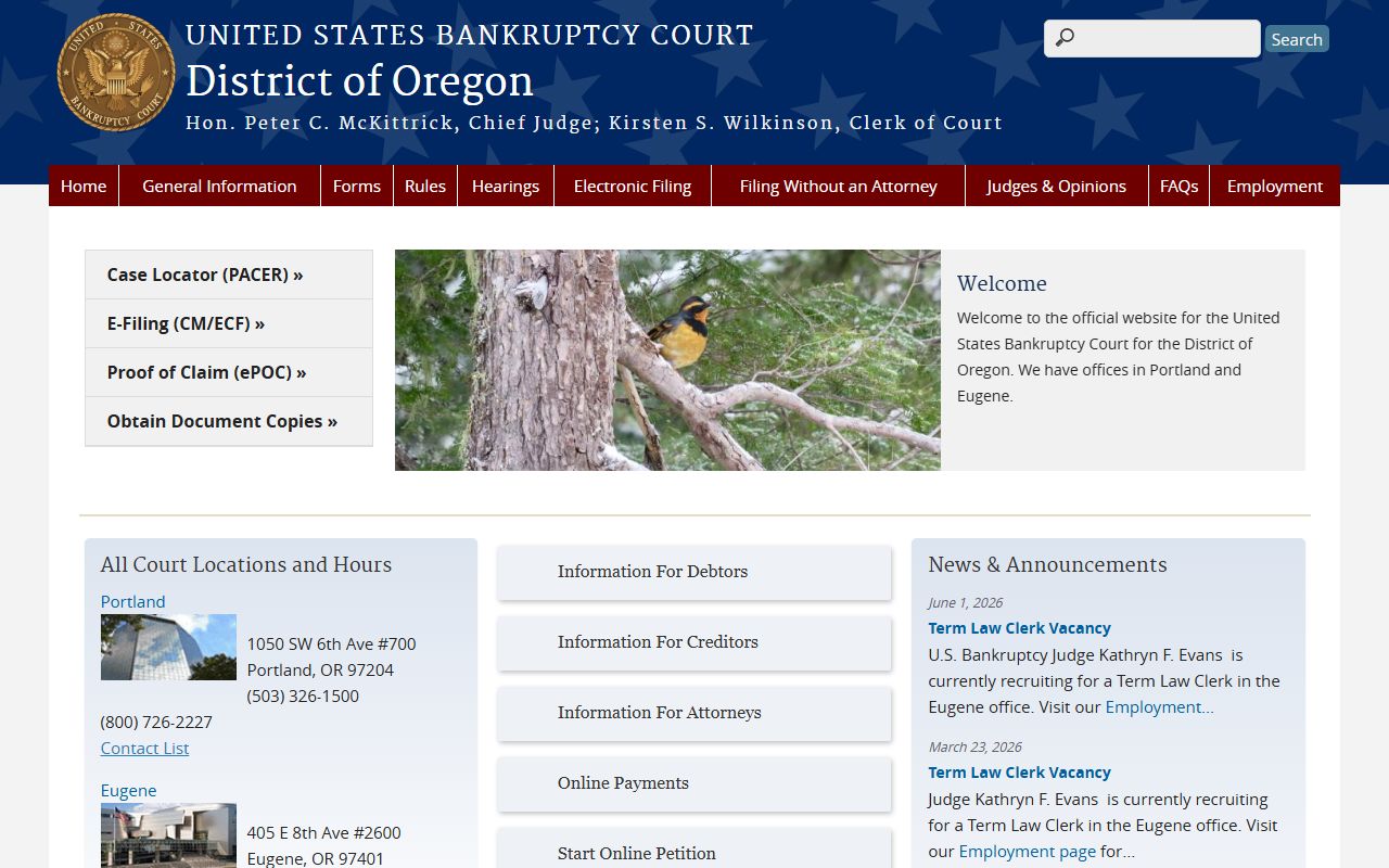 Crook County Circuit Court records Oregon bankruptcy court