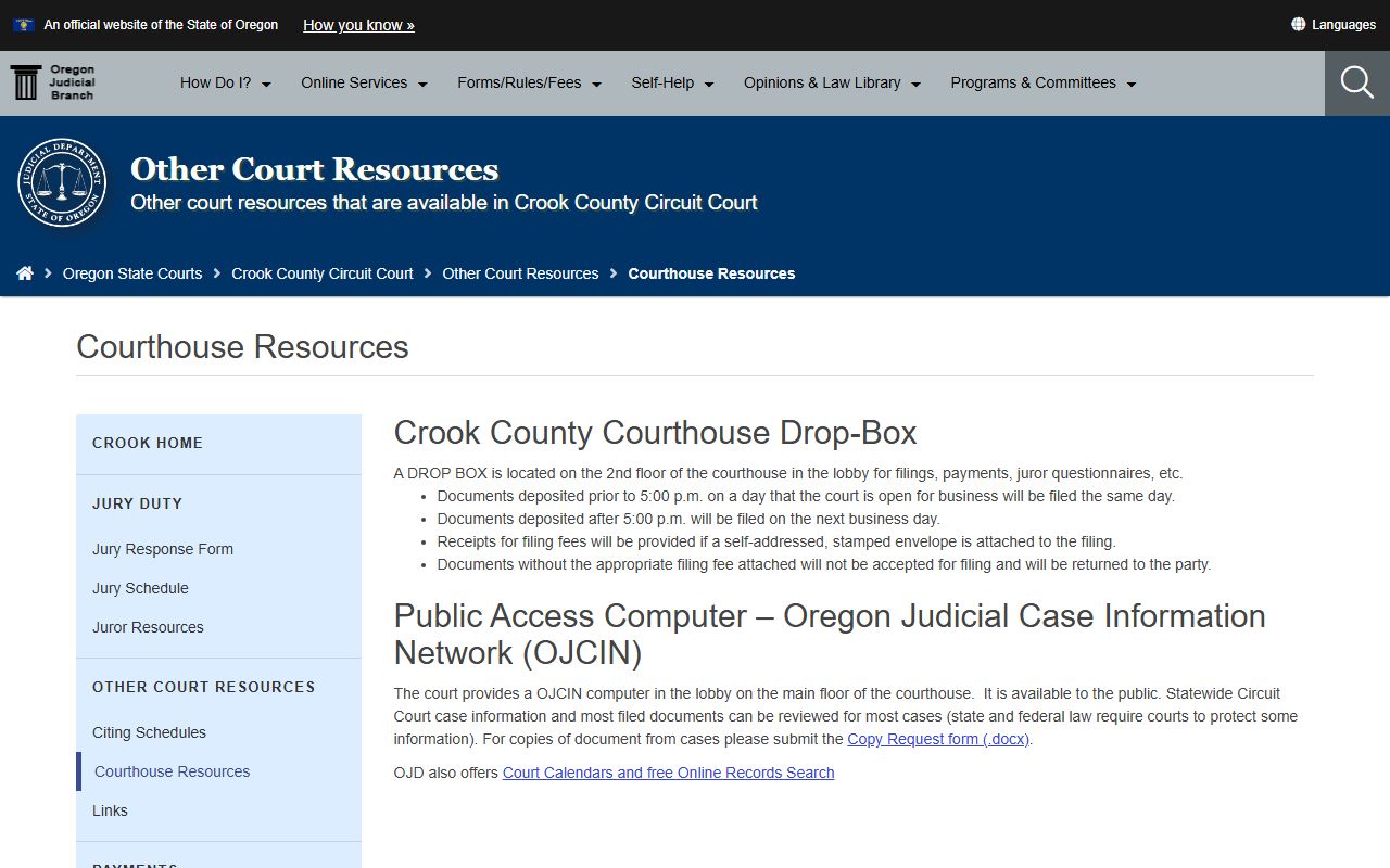 Crook County court records courthouse resources and public terminal