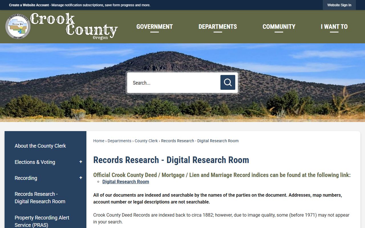 Crook County marriage records Digital Research Room