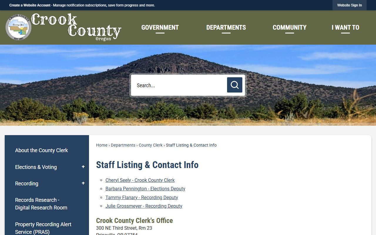 Crook County probate records County Clerk historical contacts