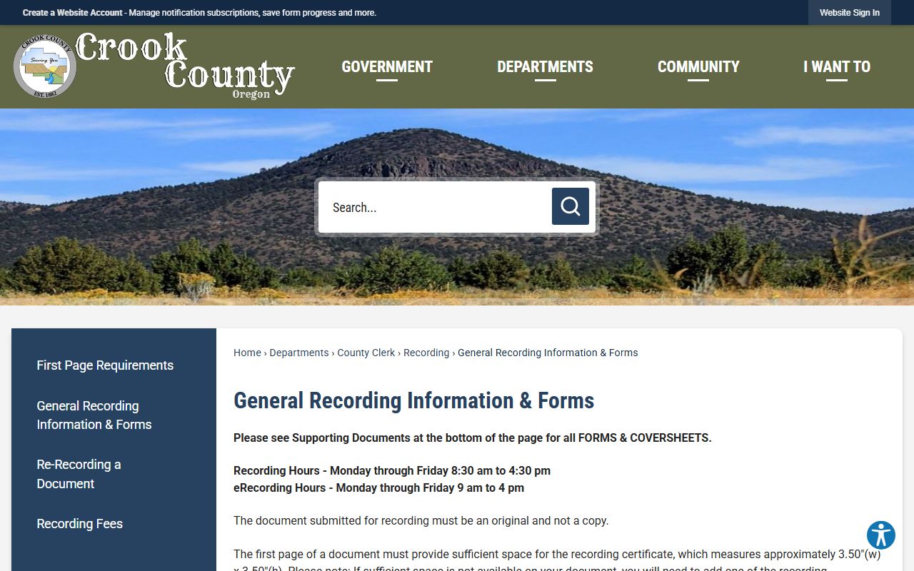 Crook County probate records and county recording information