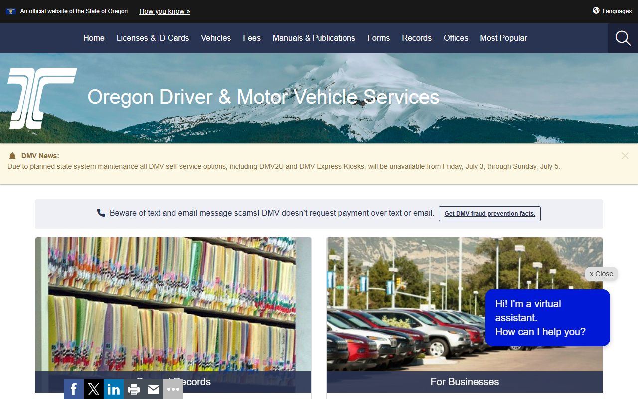 Crook County traffic court records Oregon DMV records source